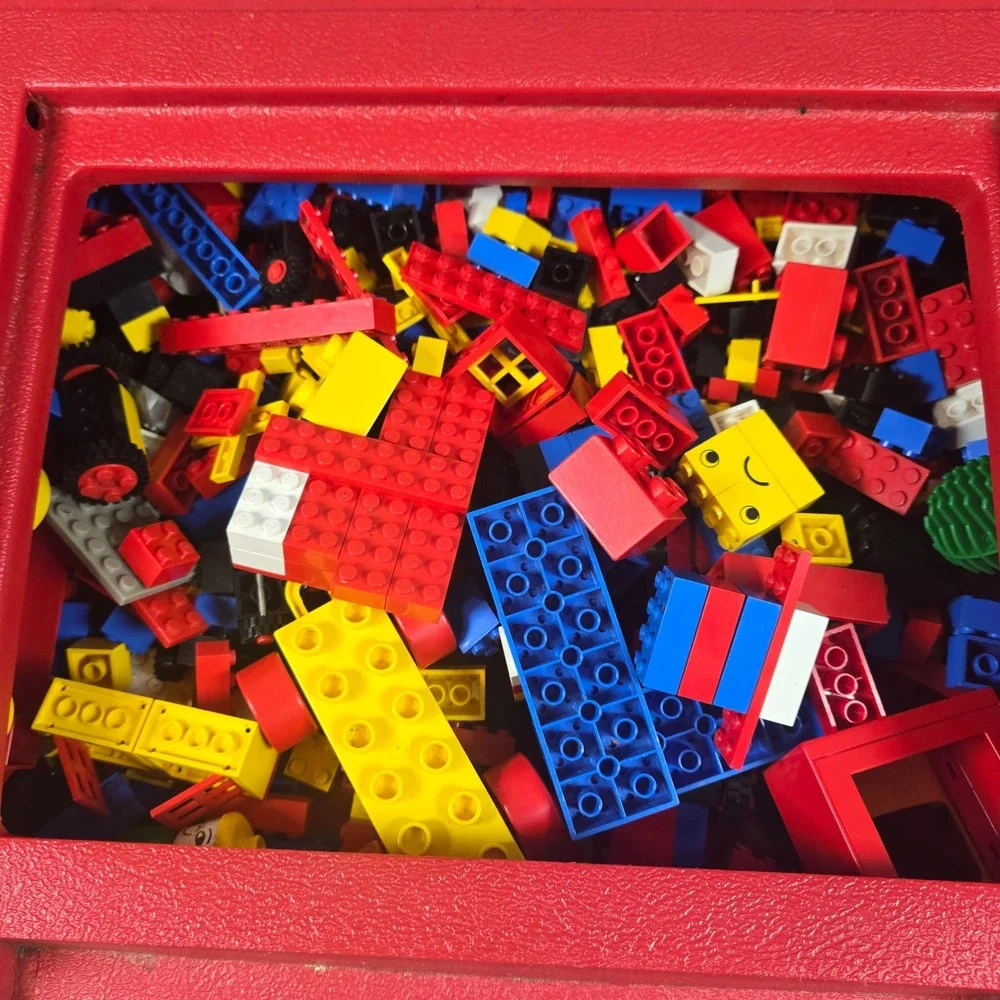Vintage Red LEGO Carry Case Storage Box‎ with Assorted Building Blocks Bricks